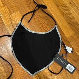 White Fox Boutique Black Crop Top with Silver Trim
